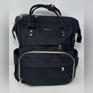 Lovevook Womens Backpack Laptop 15.6” Travel School Purse Black Gold Waterproof